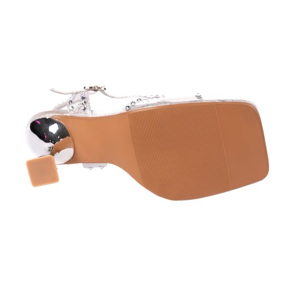 4 inch High Stiletto Metallic Heel Women Fashionable Comfortable Silver Sandals - Picture 7 of 7